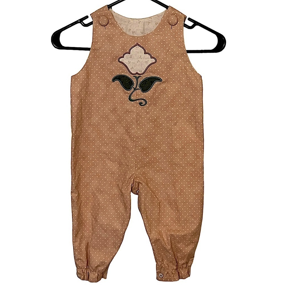 Handmade Lined Button Closure Jumpsuit with Snap Closure Appliqué Size 12M